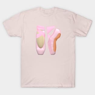 Ballerina Toe Shoes (Pink Background) T-Shirt